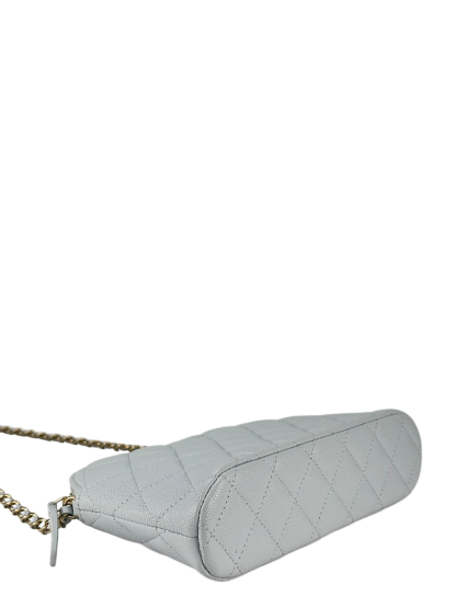 CHANEL - 24K Light Blue Caviar Skin Chain Clutch Shoulder Bag 
