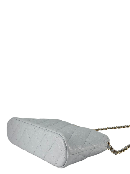 CHANEL - 24K Light Blue Caviar Skin Chain Clutch Shoulder Bag 