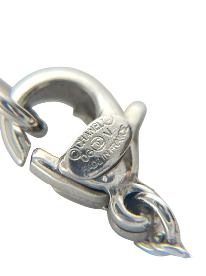 CHANEL - 06V Sliver CC logo Crystal Necklace 