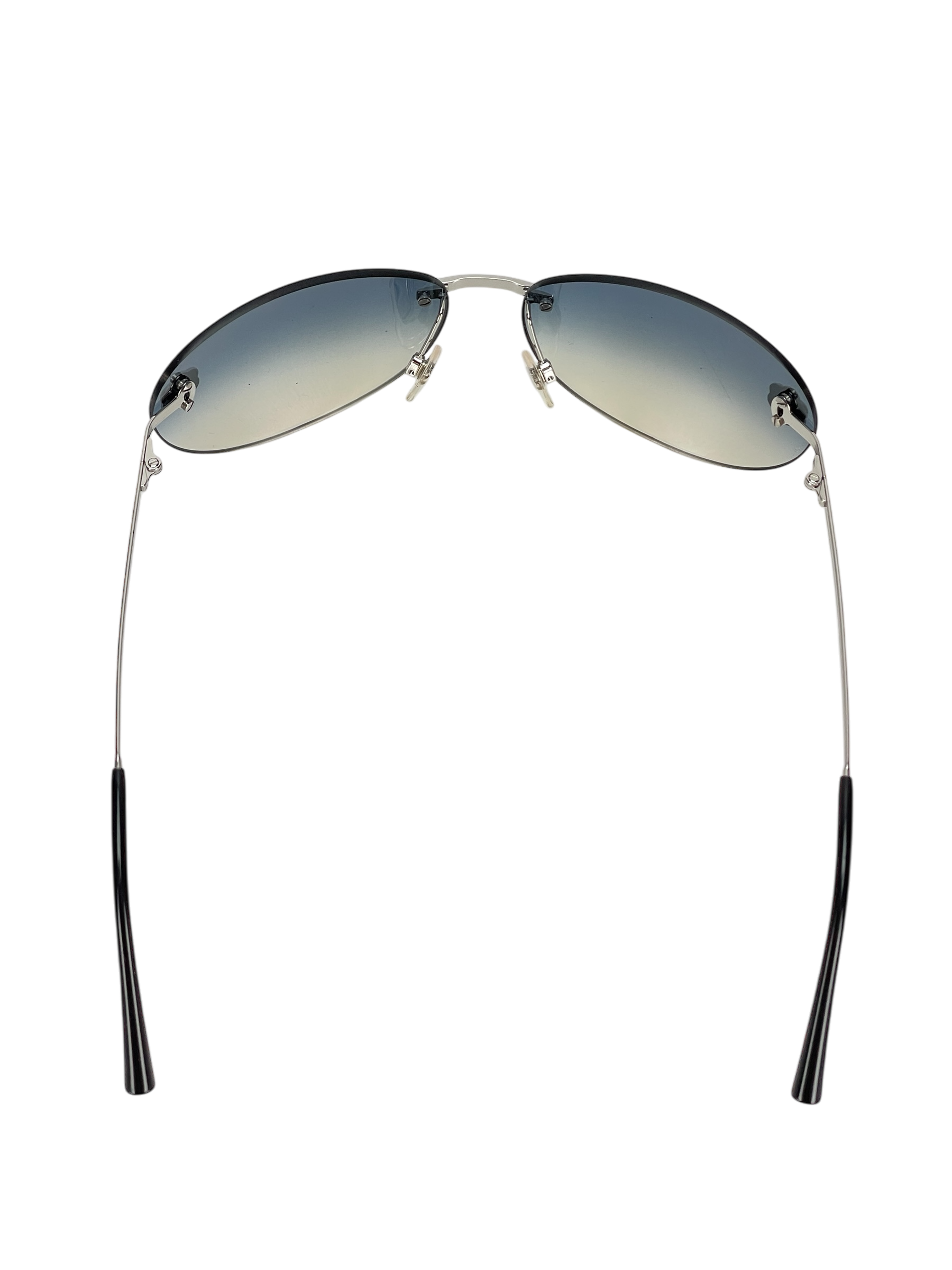 CHANEL - Blue Coco Mark Sunglasses Sliver Metal