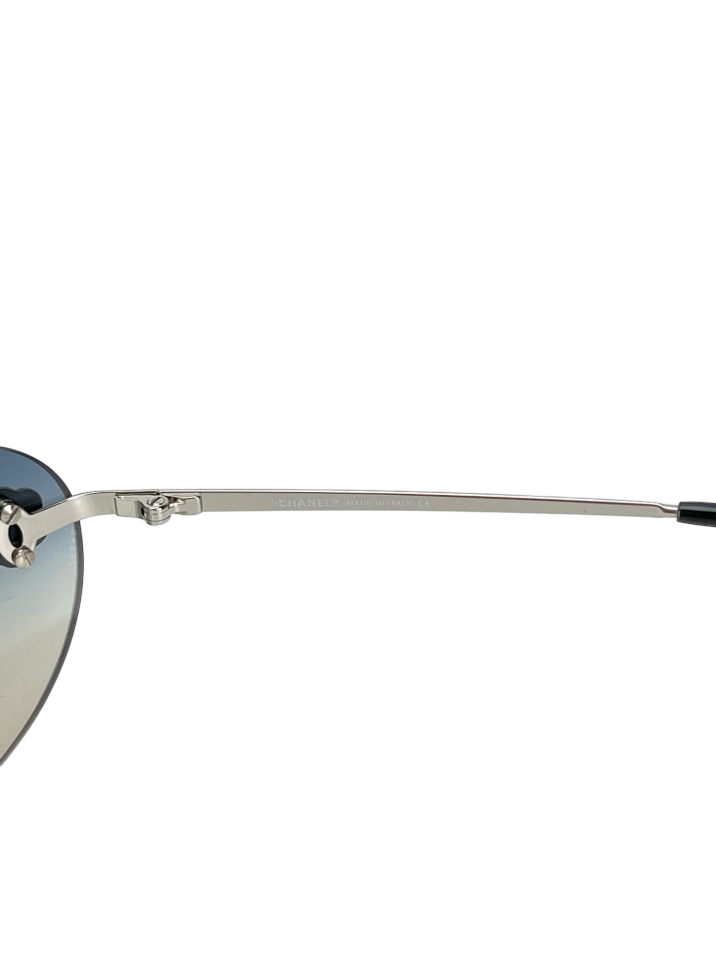 CHANEL - Blue Coco Mark Sunglasses Sliver Metal