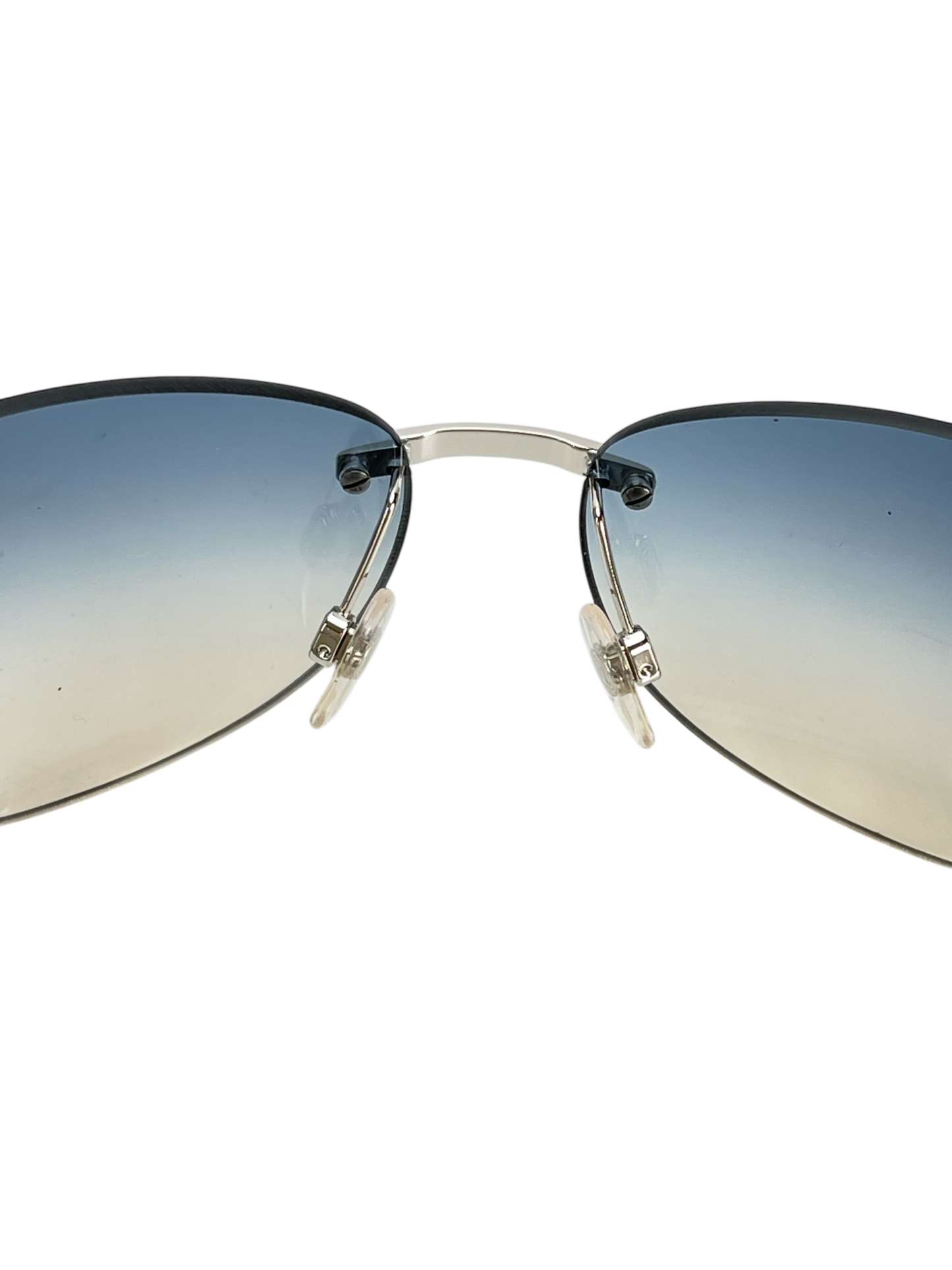 CHANEL - Blue Coco Mark Sunglasses Sliver Metal