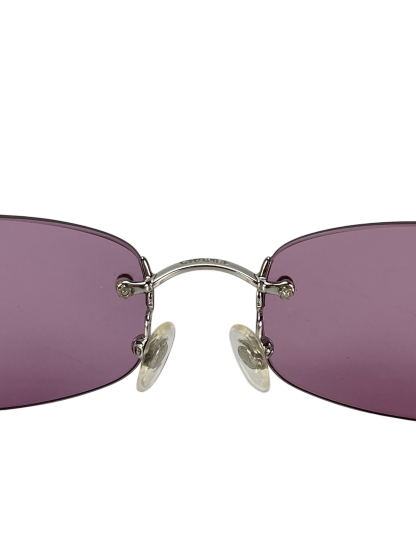 CHANEL - Purple Rectangular Tinted Rimless Sunglasses