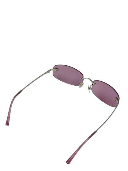 CHANEL - Purple Rectangular Tinted Rimless Sunglasses