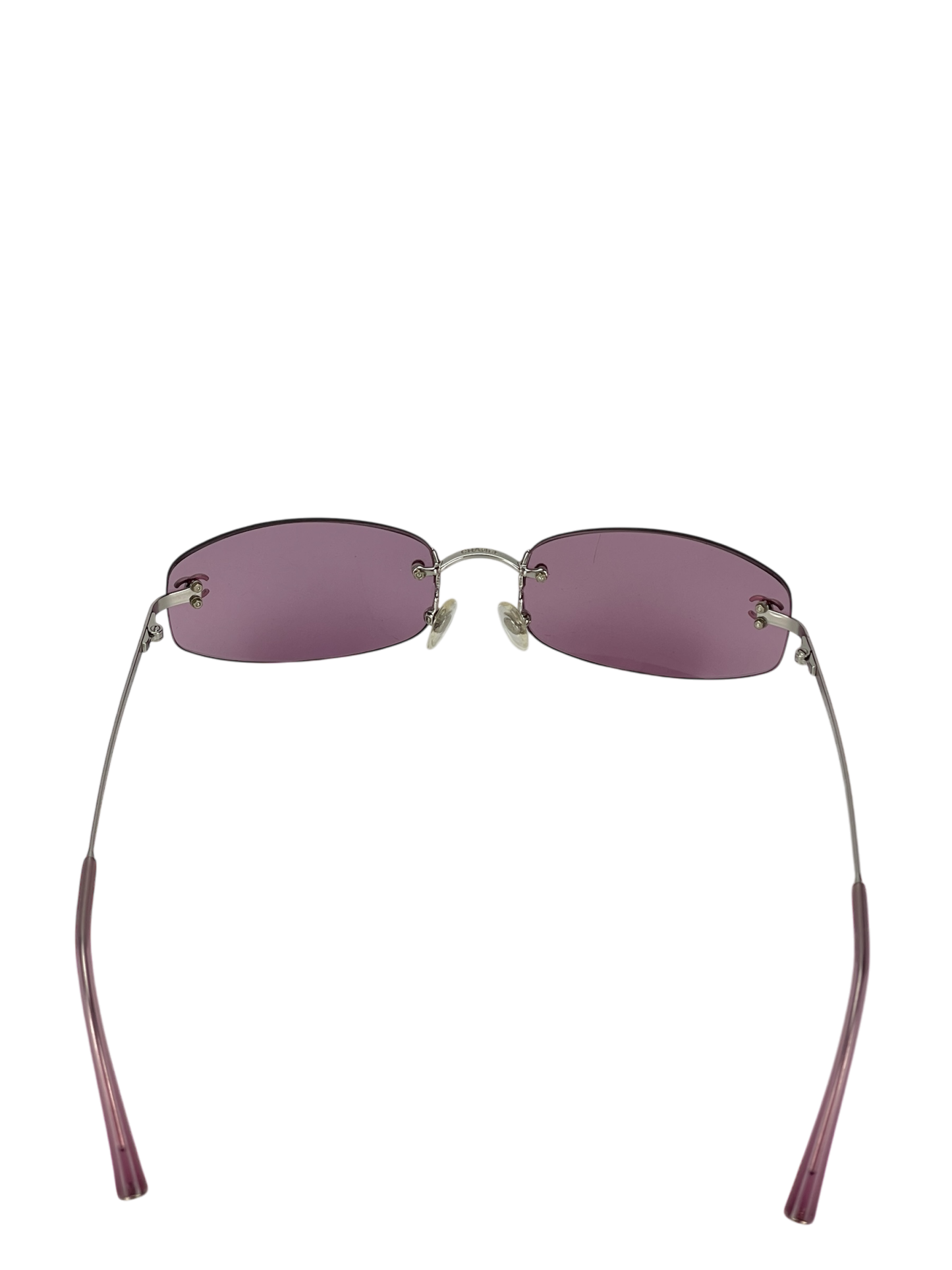 CHANEL - Purple Rectangular Tinted Rimless Sunglasses