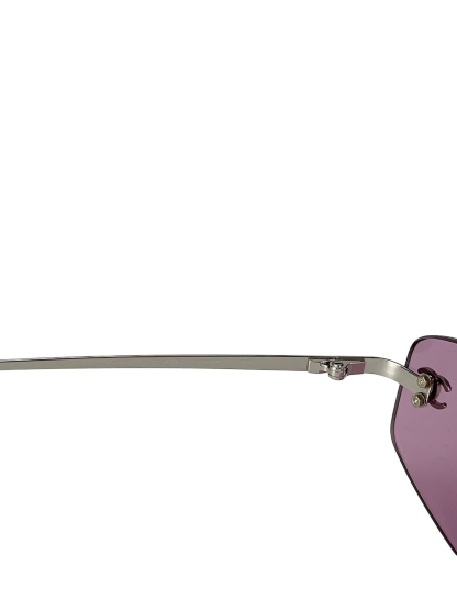 CHANEL - Purple Rectangular Tinted Rimless Sunglasses