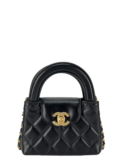 CHANEL - 24A Black Lambskin Kelly Nano Kelly Bag 