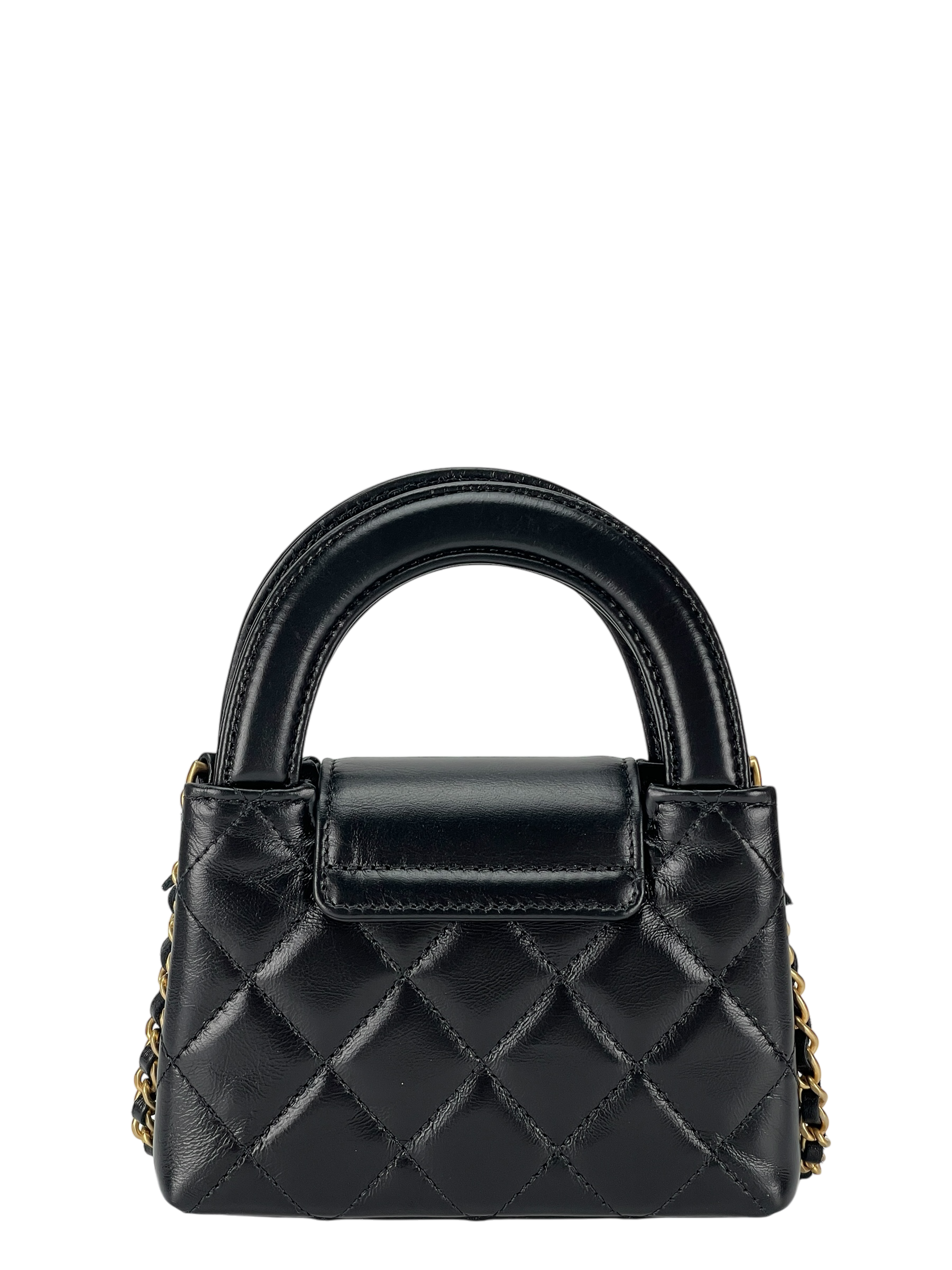 CHANEL - 24A Black Lambskin Kelly Nano Kelly Bag 