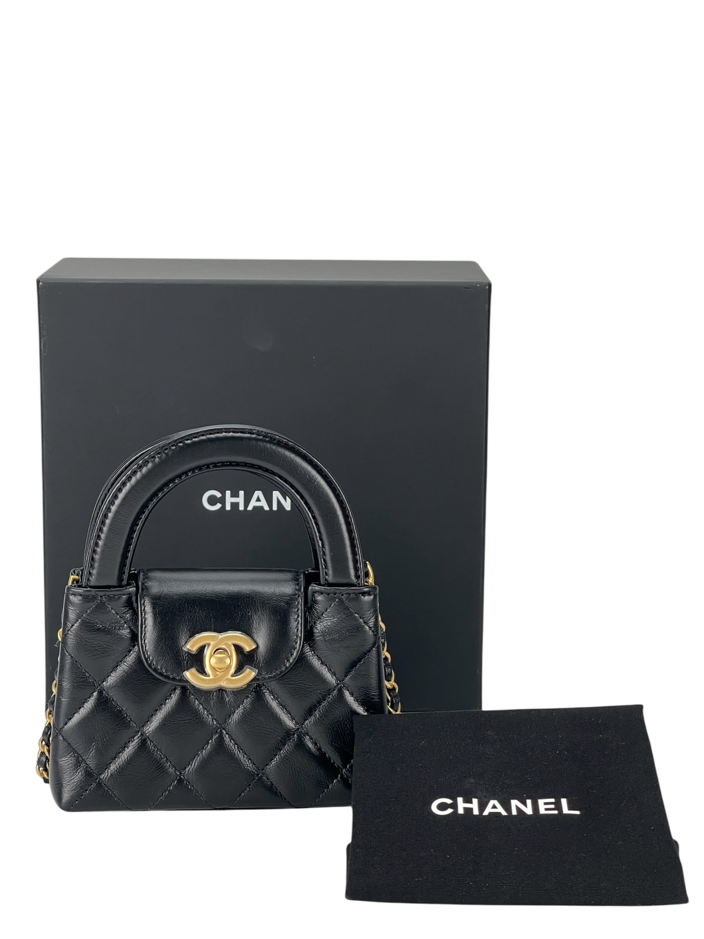 CHANEL - 24A Black Lambskin Kelly Nano Kelly Bag 