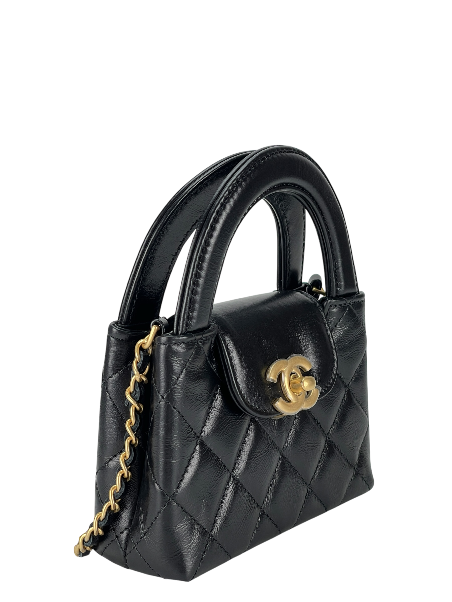 CHANEL - 24A Black Lambskin Kelly Nano Kelly Bag 