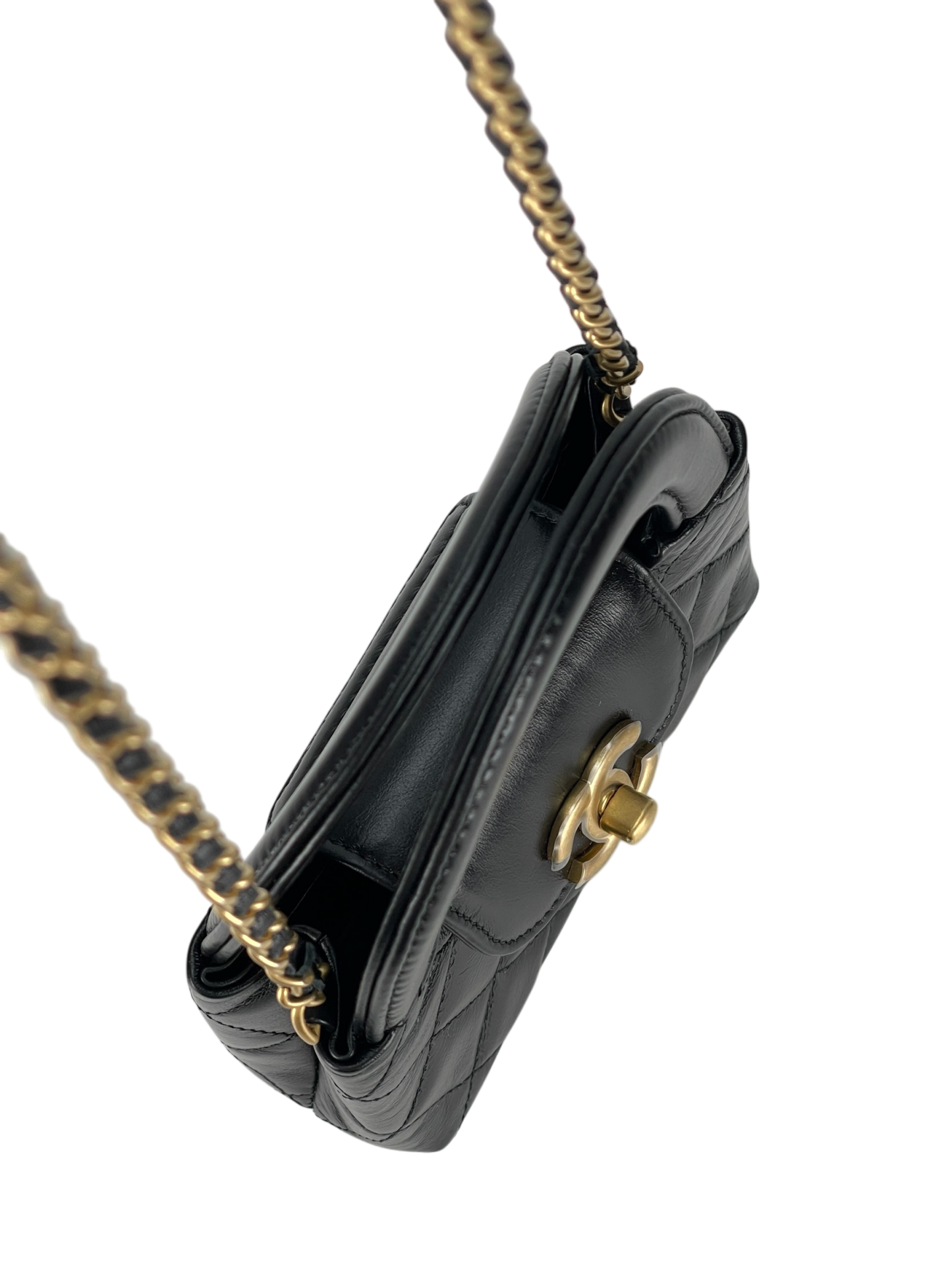 CHANEL - 24A Black Lambskin Kelly Nano Kelly Bag 