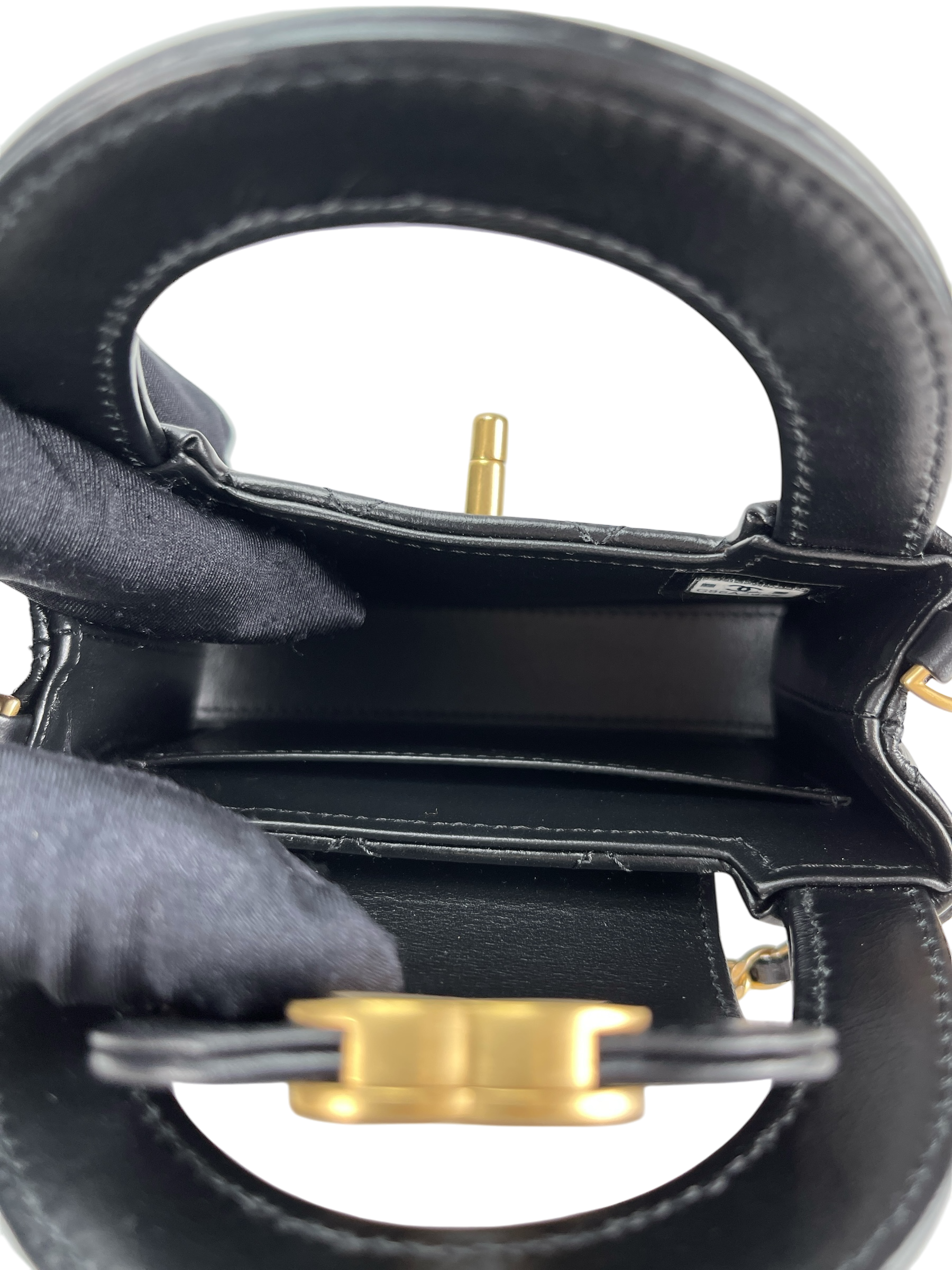 CHANEL - 24A Black Lambskin Kelly Nano Kelly Bag 