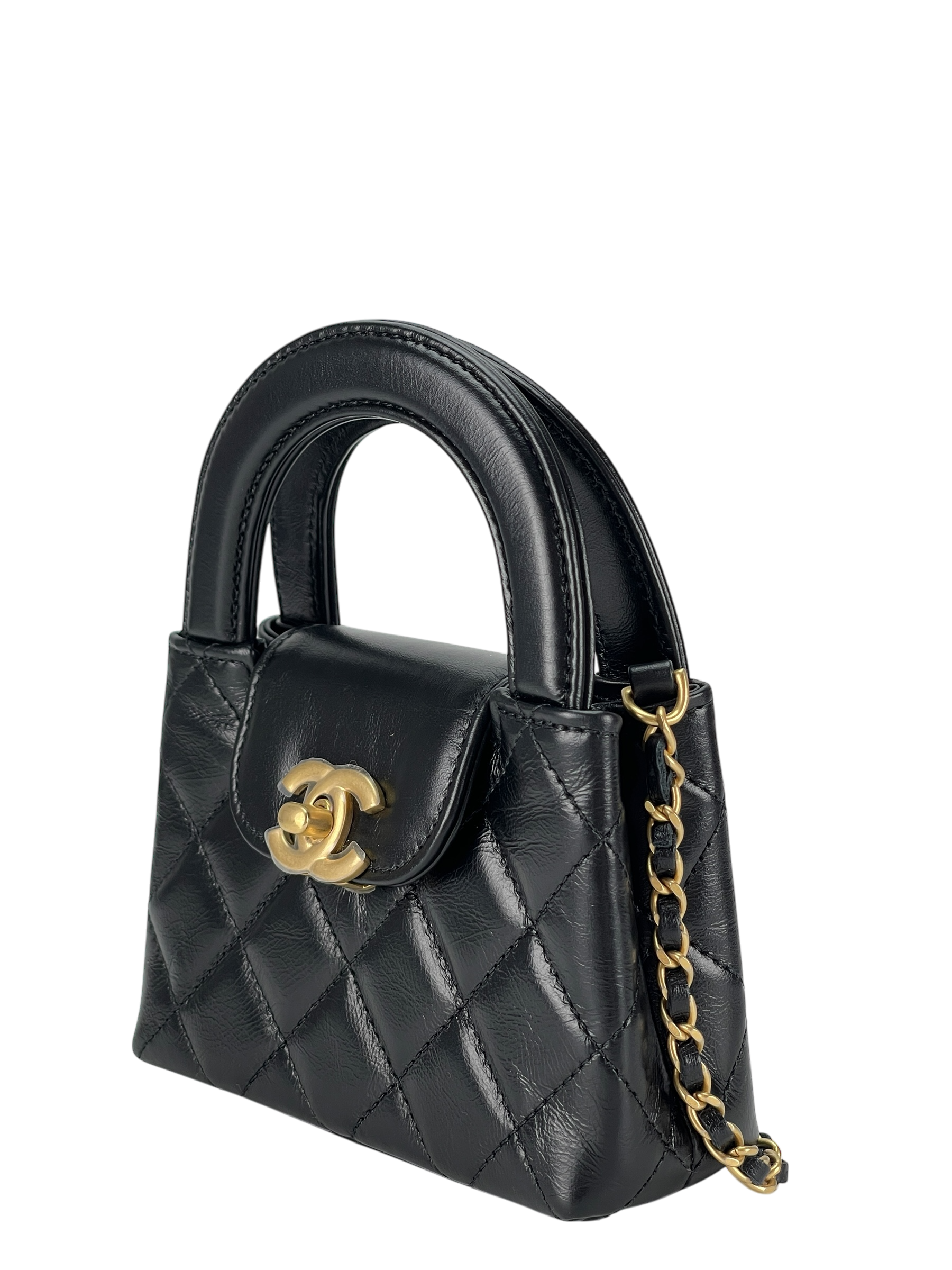 CHANEL - 24A Black Lambskin Kelly Nano Kelly Bag 