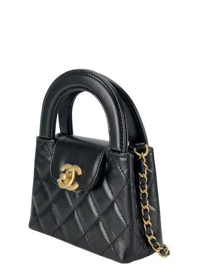 CHANEL - 24A Black Lambskin Kelly Nano Kelly Bag 