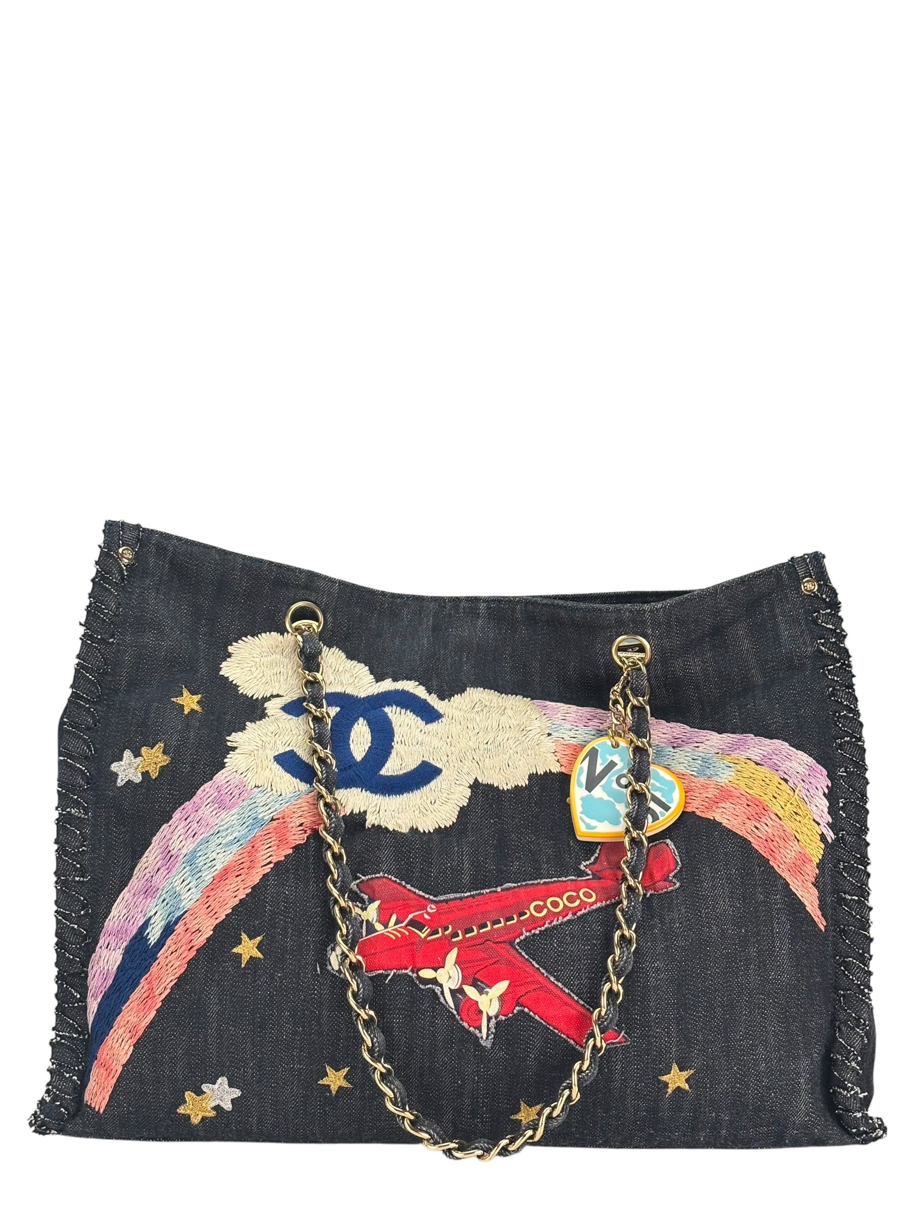 CHANEL - Night Flight Denim Chain Tote Bag