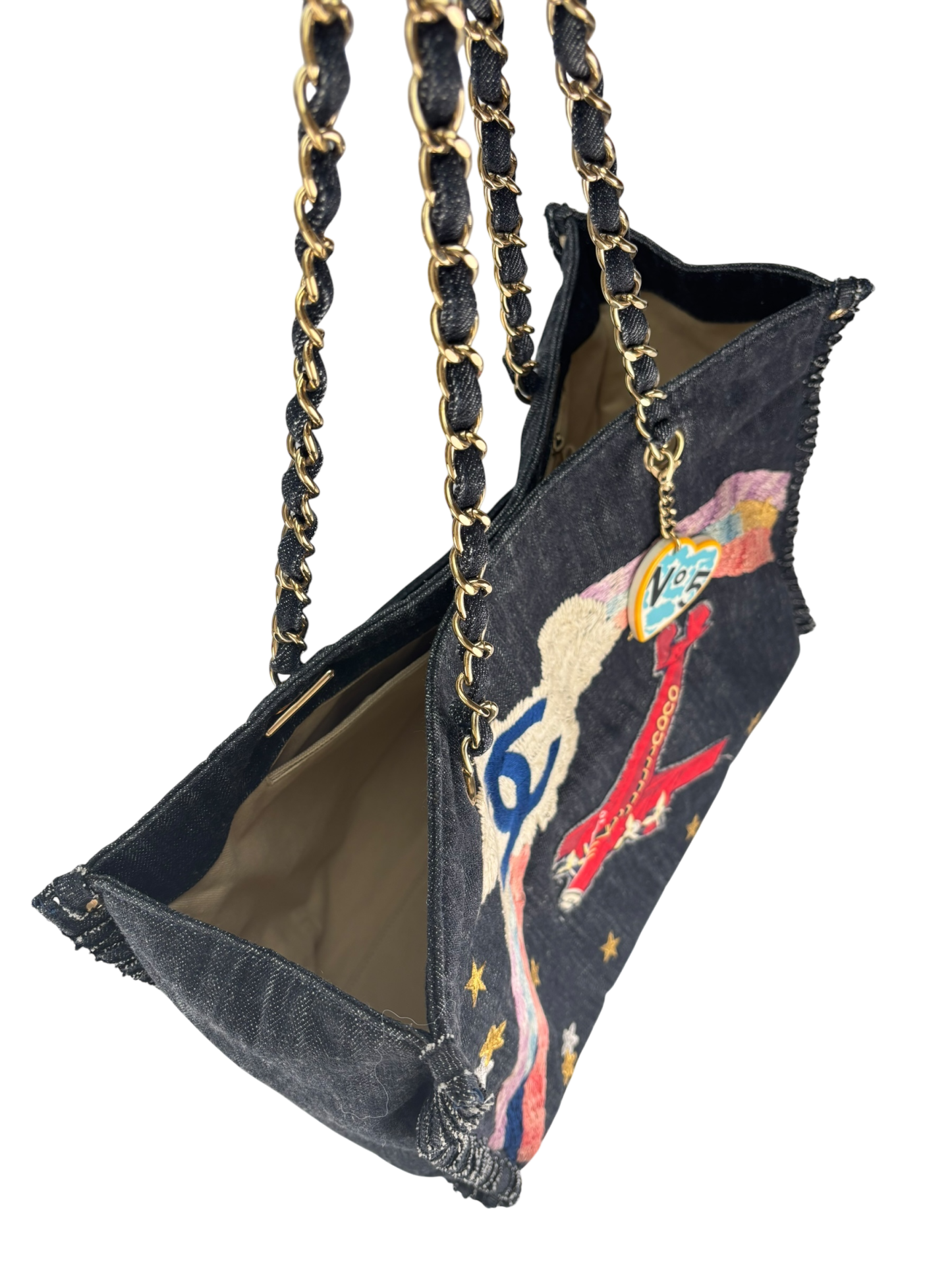 CHANEL - Night Flight Denim Chain Tote Bag
