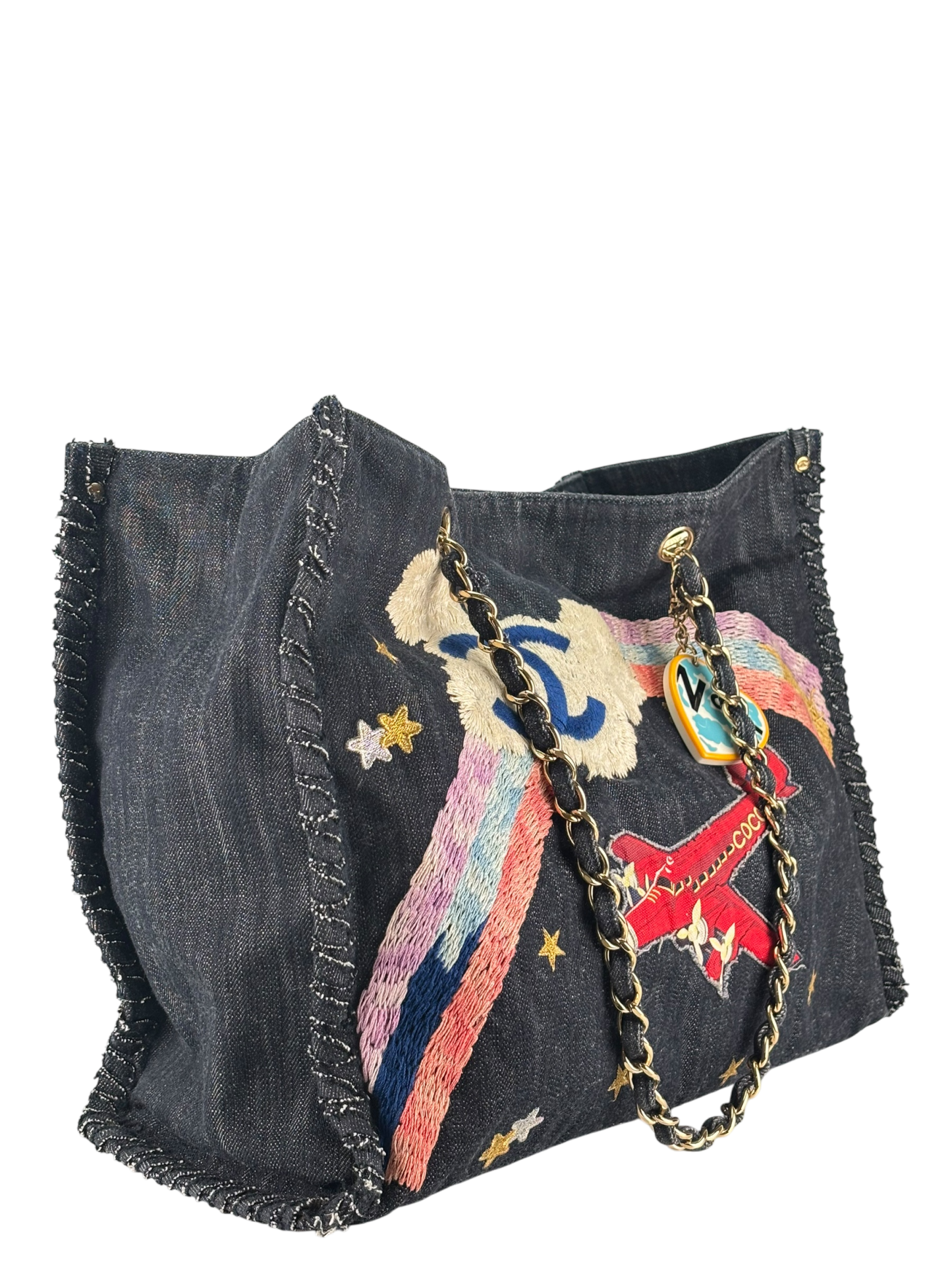 CHANEL - Night Flight Denim Chain Tote Bag