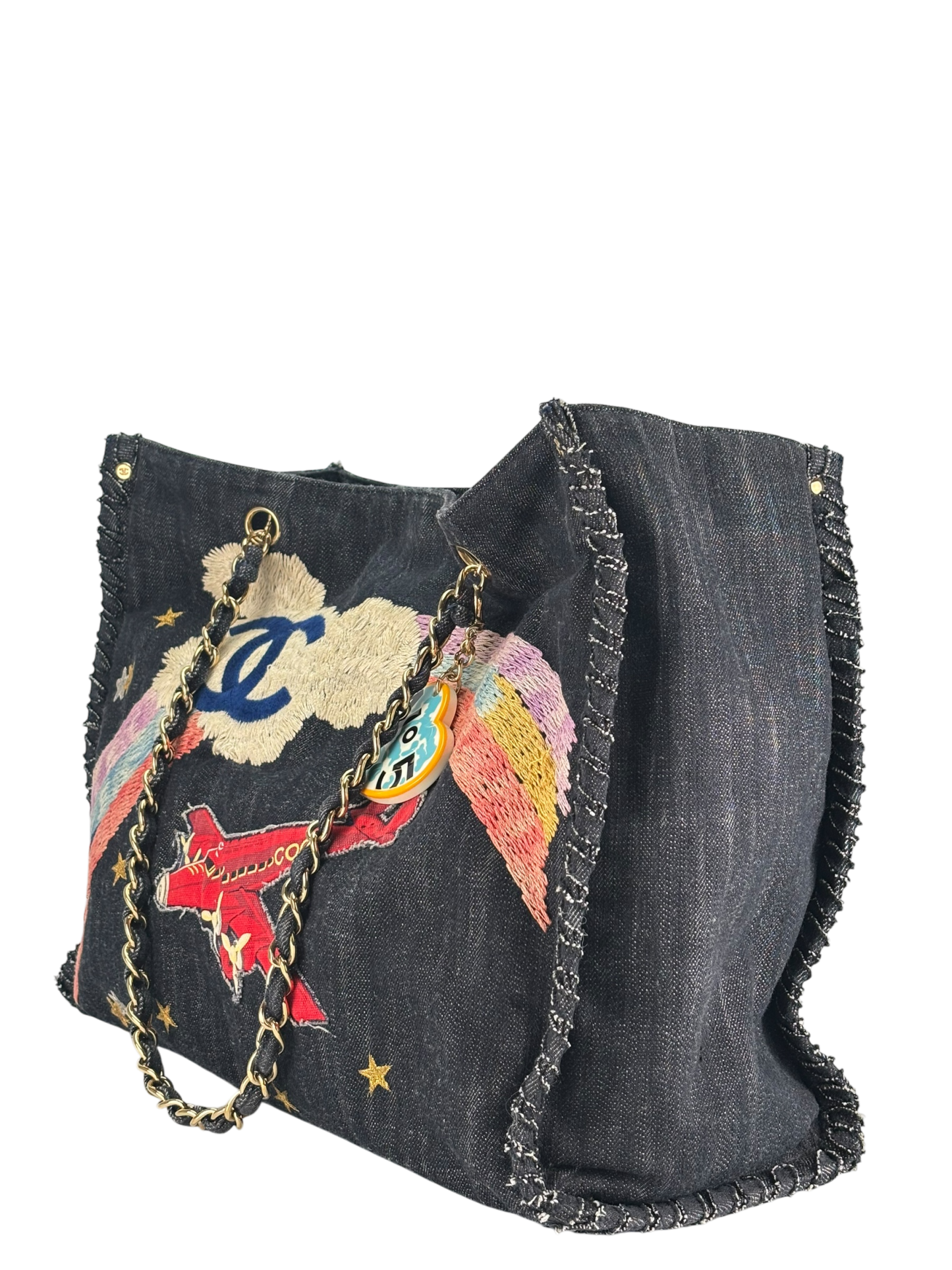 CHANEL - Night Flight Denim Chain Tote Bag