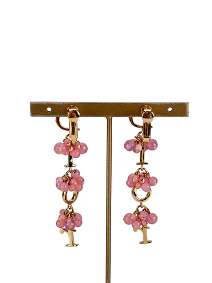CHRISTIAN DIOR - GP Pink Beads Dior Logo Earrings