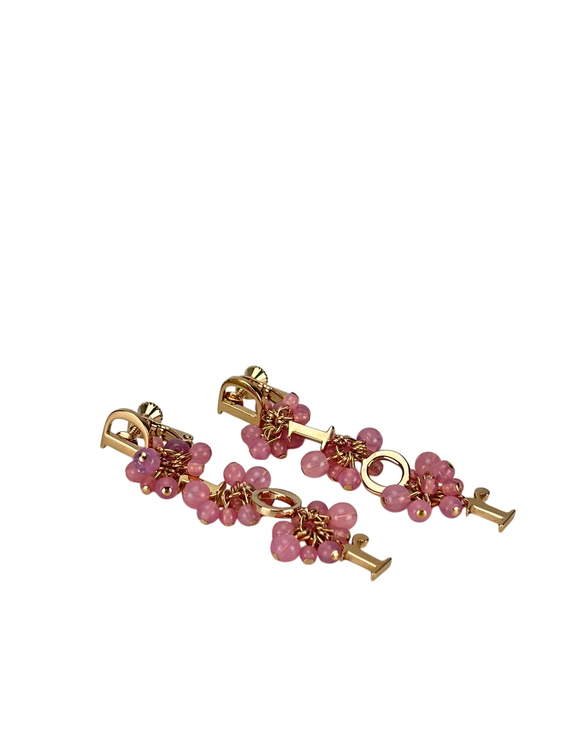 CHRISTIAN DIOR - GP Pink Beads Dior Logo Earrings
