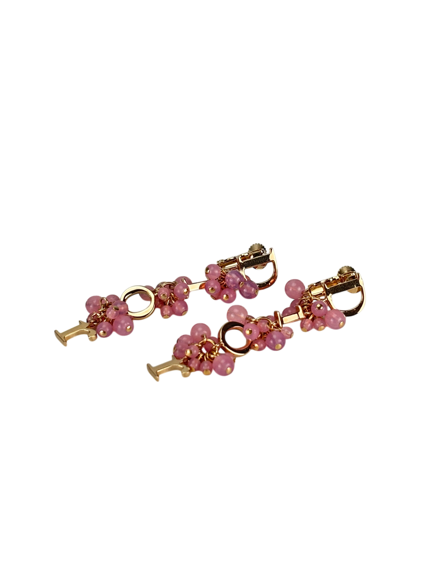 CHRISTIAN DIOR - GP Pink Beads Dior Logo Earrings