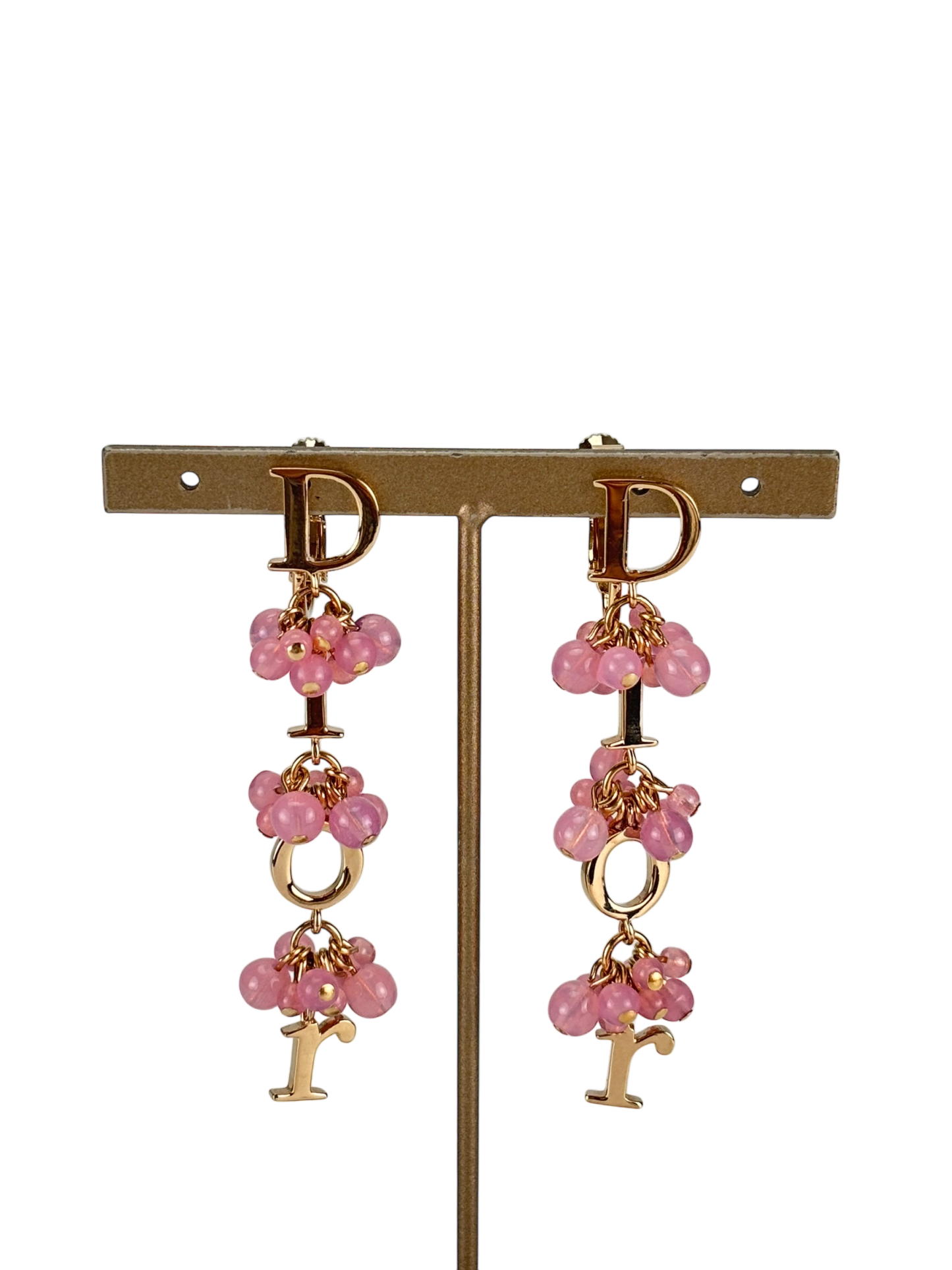 CHRISTIAN DIOR - GP Pink Beads Dior Logo Earrings