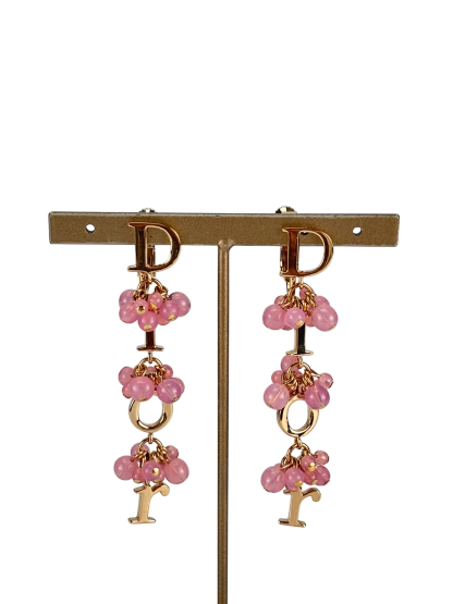 CHRISTIAN DIOR - GP Pink Beads Dior Logo Earrings