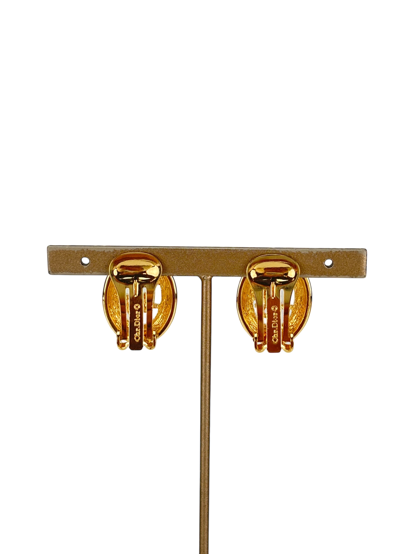 CHRISTIAN DIOR - Gold Circle CD logo earrings