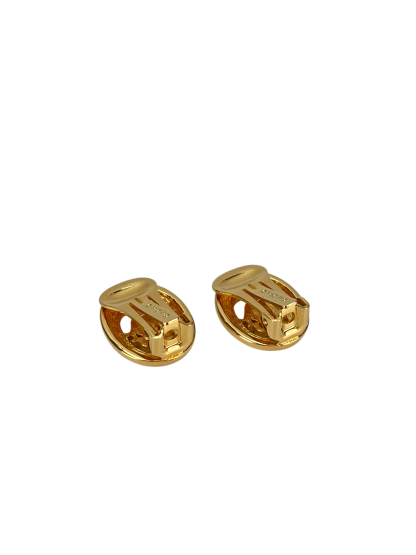 CHRISTIAN DIOR - Gold Circle CD logo earrings