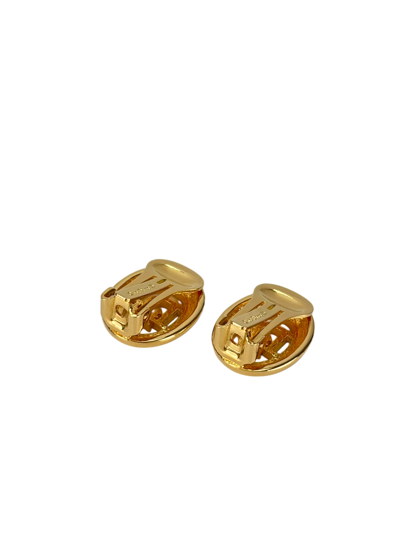 CHRISTIAN DIOR - Gold Circle CD logo earrings