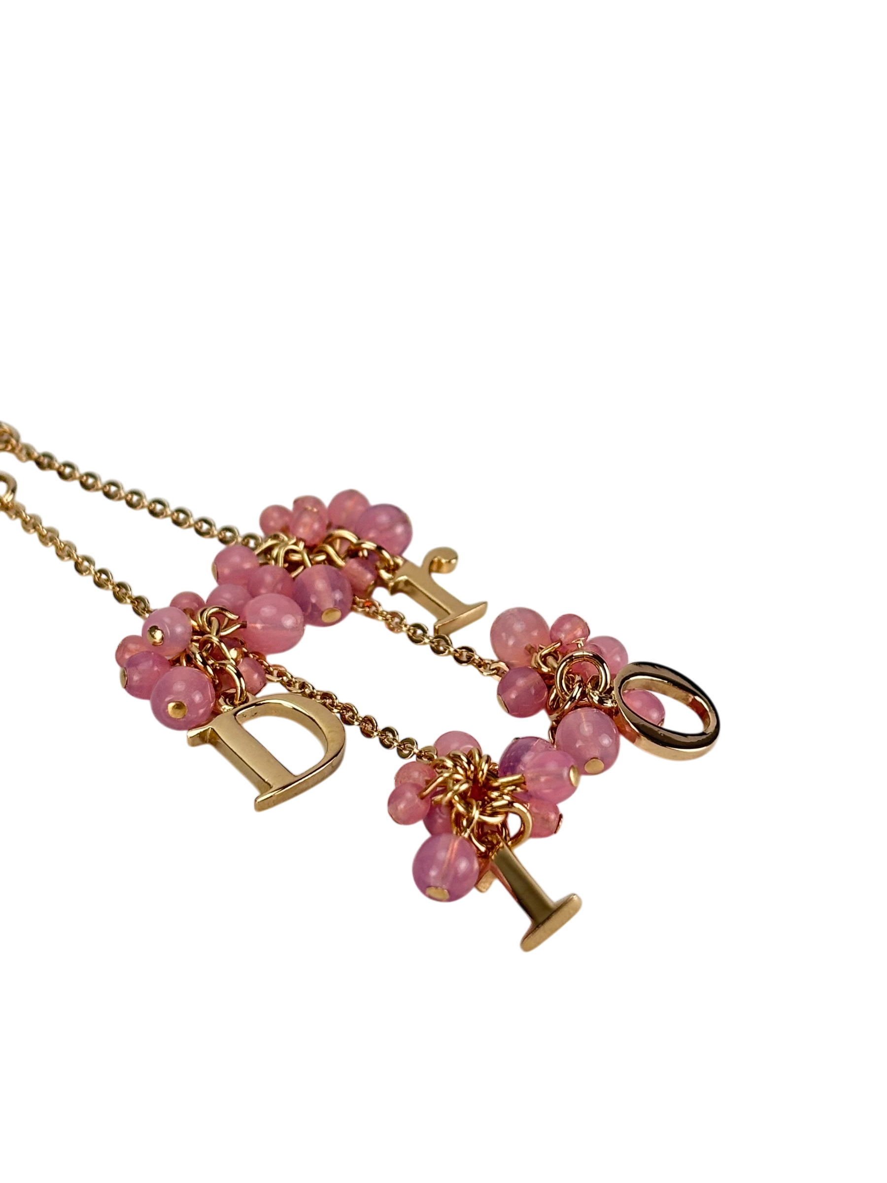 CHRISTIAN DIOR - GP Pink Beads Dior Logo Bracelet 