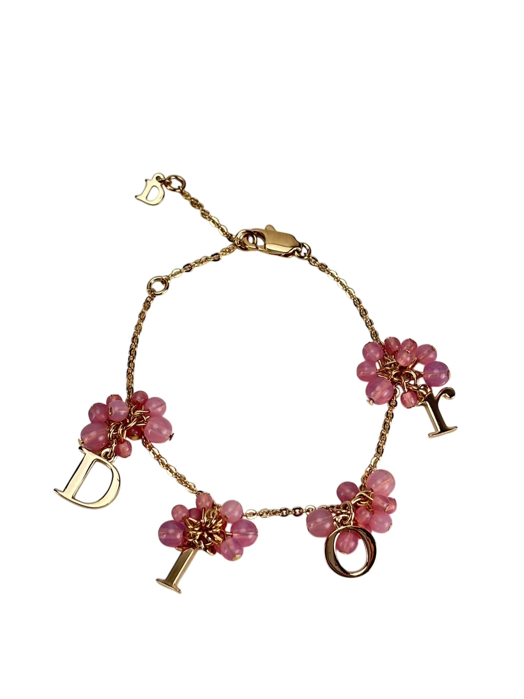 CHRISTIAN DIOR - GP Pink Beads Dior Logo Bracelet