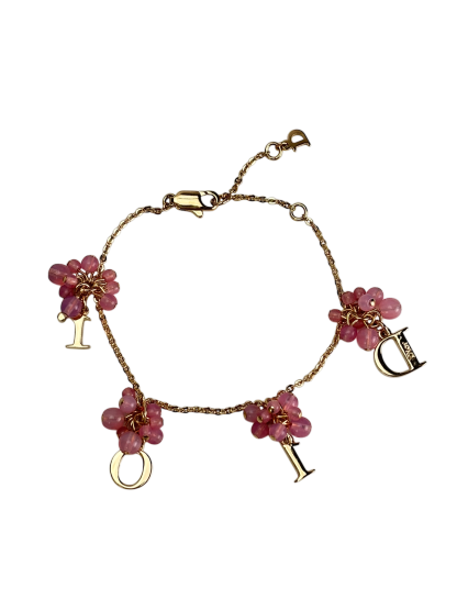 CHRISTIAN DIOR - GP Pink Beads Dior Logo Bracelet 