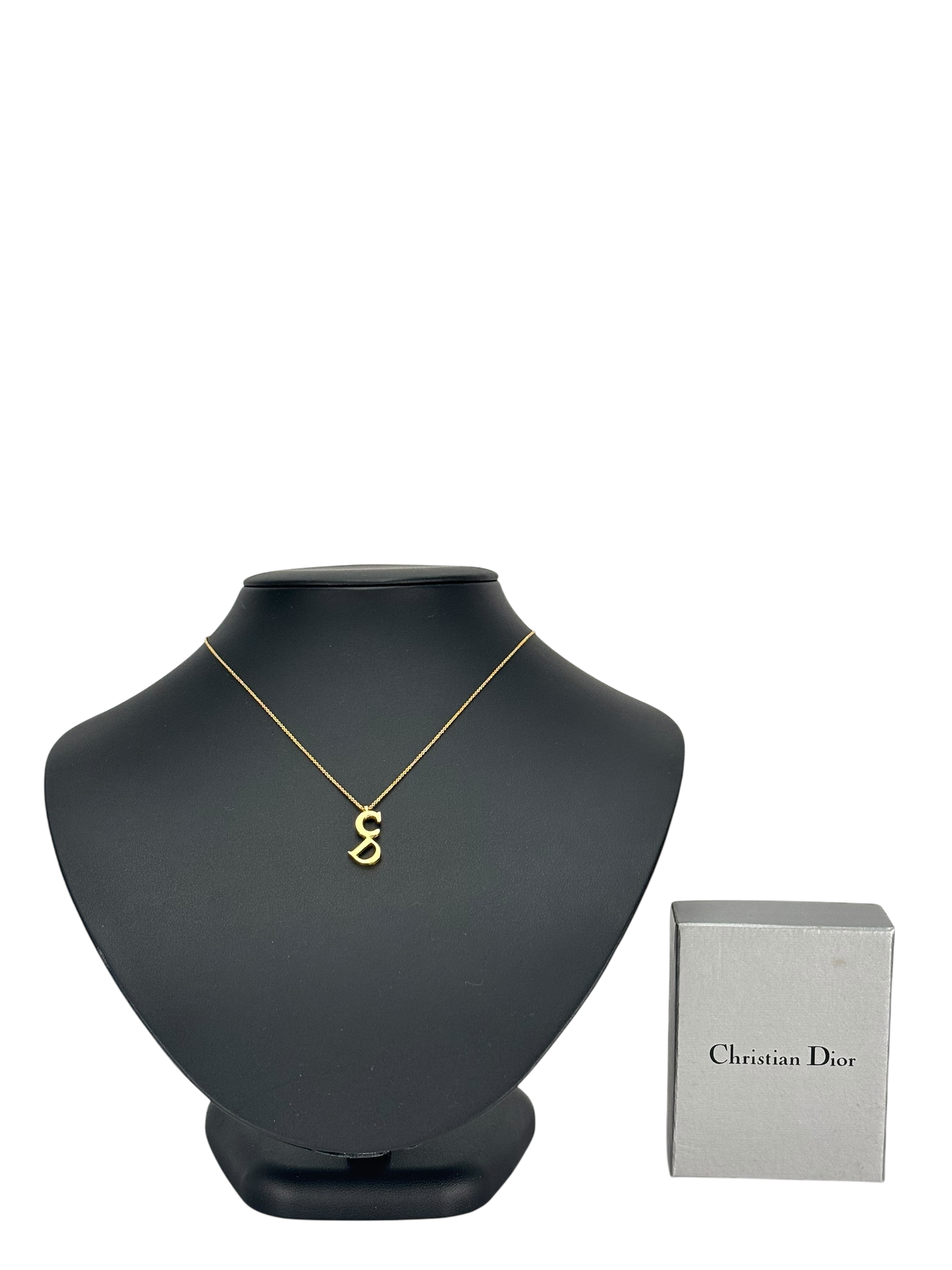 CHRISTIAN DIOR - Gold CD logo Vintage Necklace
