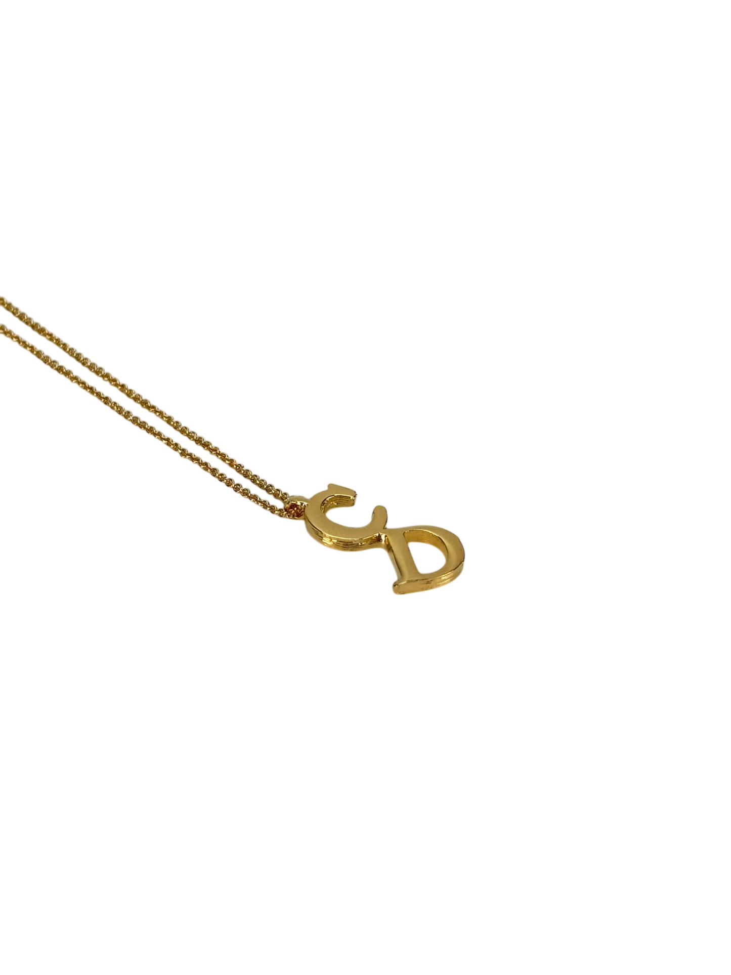 CHRISTIAN DIOR - Gold CD logo Vintage Necklace 