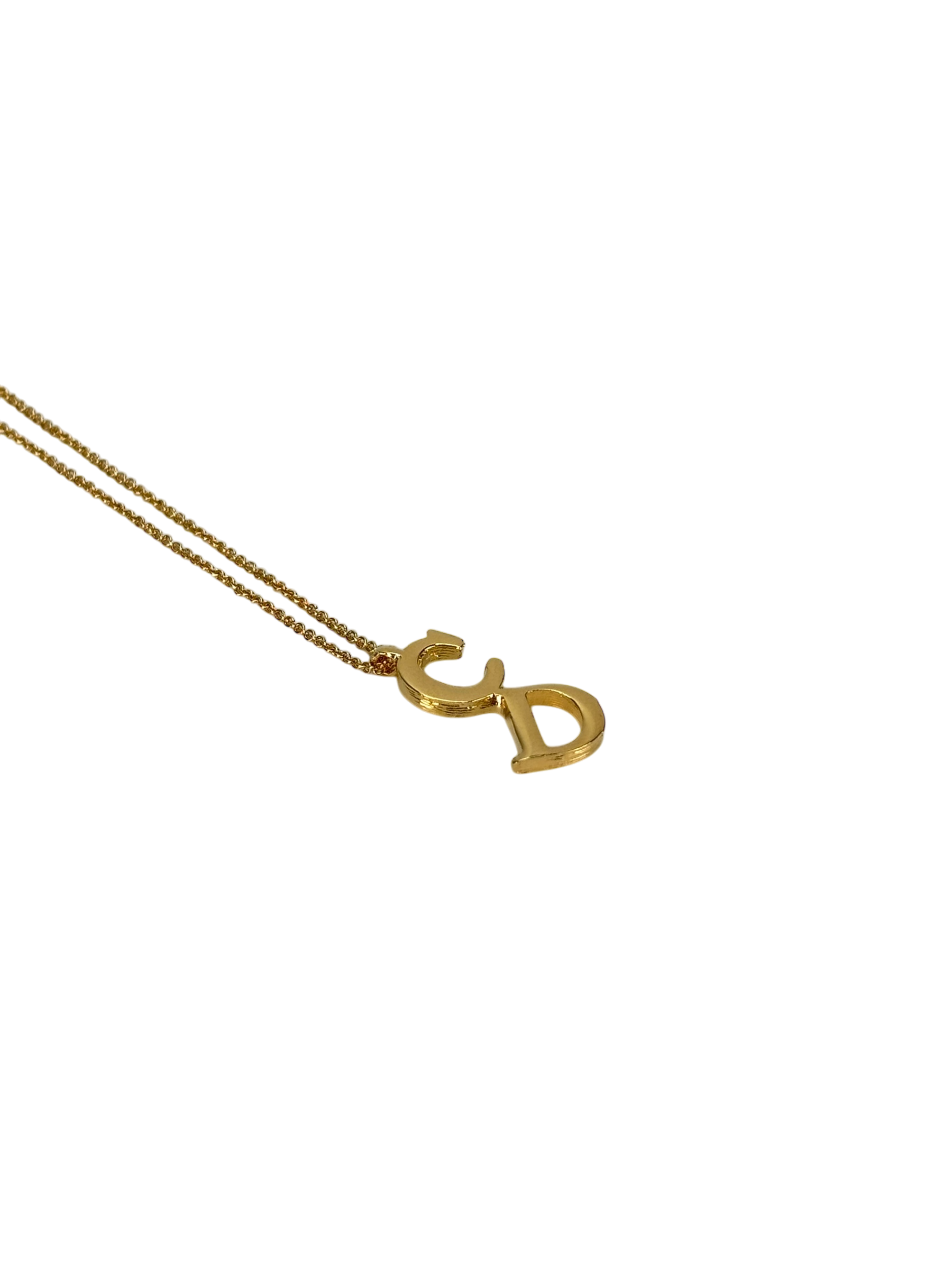 CHRISTIAN DIOR - Gold CD logo Vintage Necklace