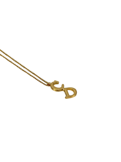 CHRISTIAN DIOR - Gold CD logo Vintage Necklace 