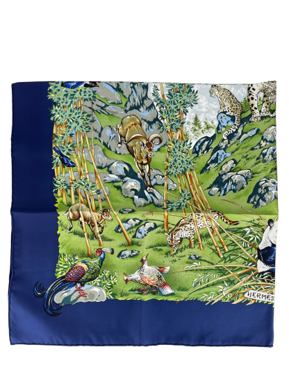 HERMES - Carre 90 SICHUAN Silk Blue Scarf 90