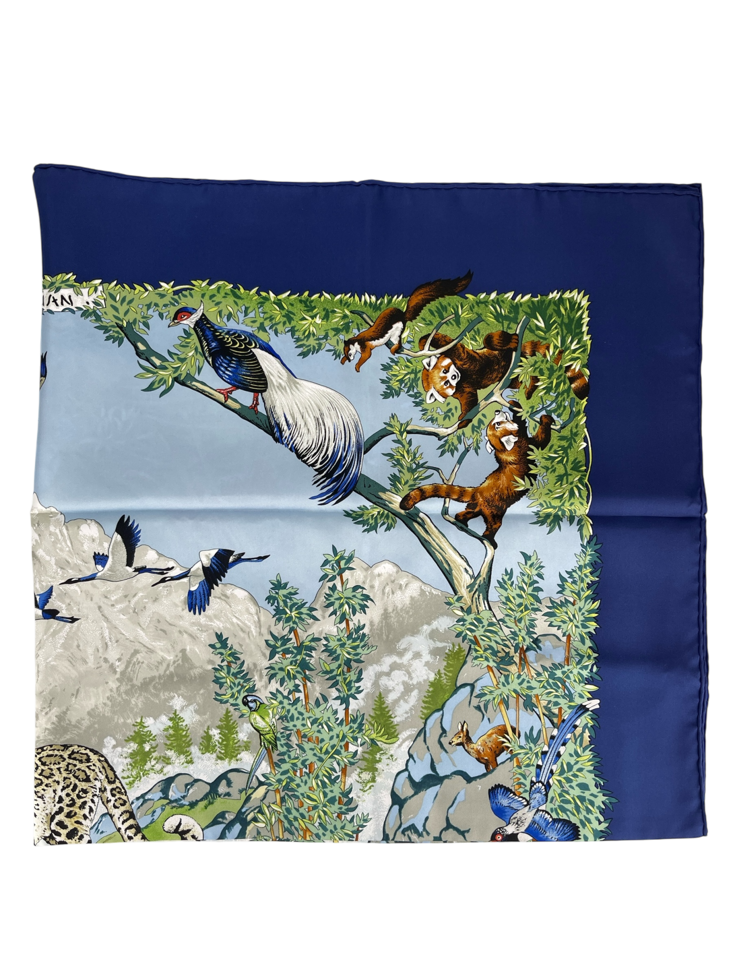 HERMES - Carre 90 SICHUAN Silk Blue Scarf 90