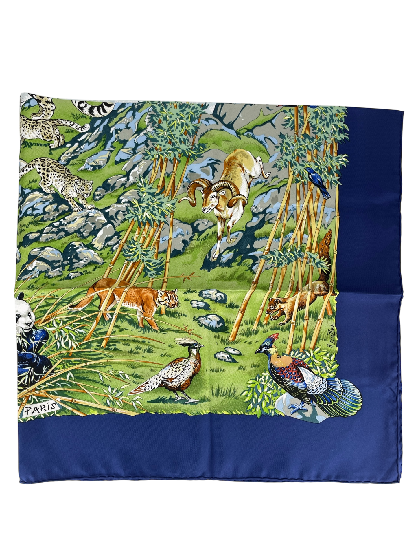 HERMES - Carre 90 SICHUAN Silk Blue Scarf 90