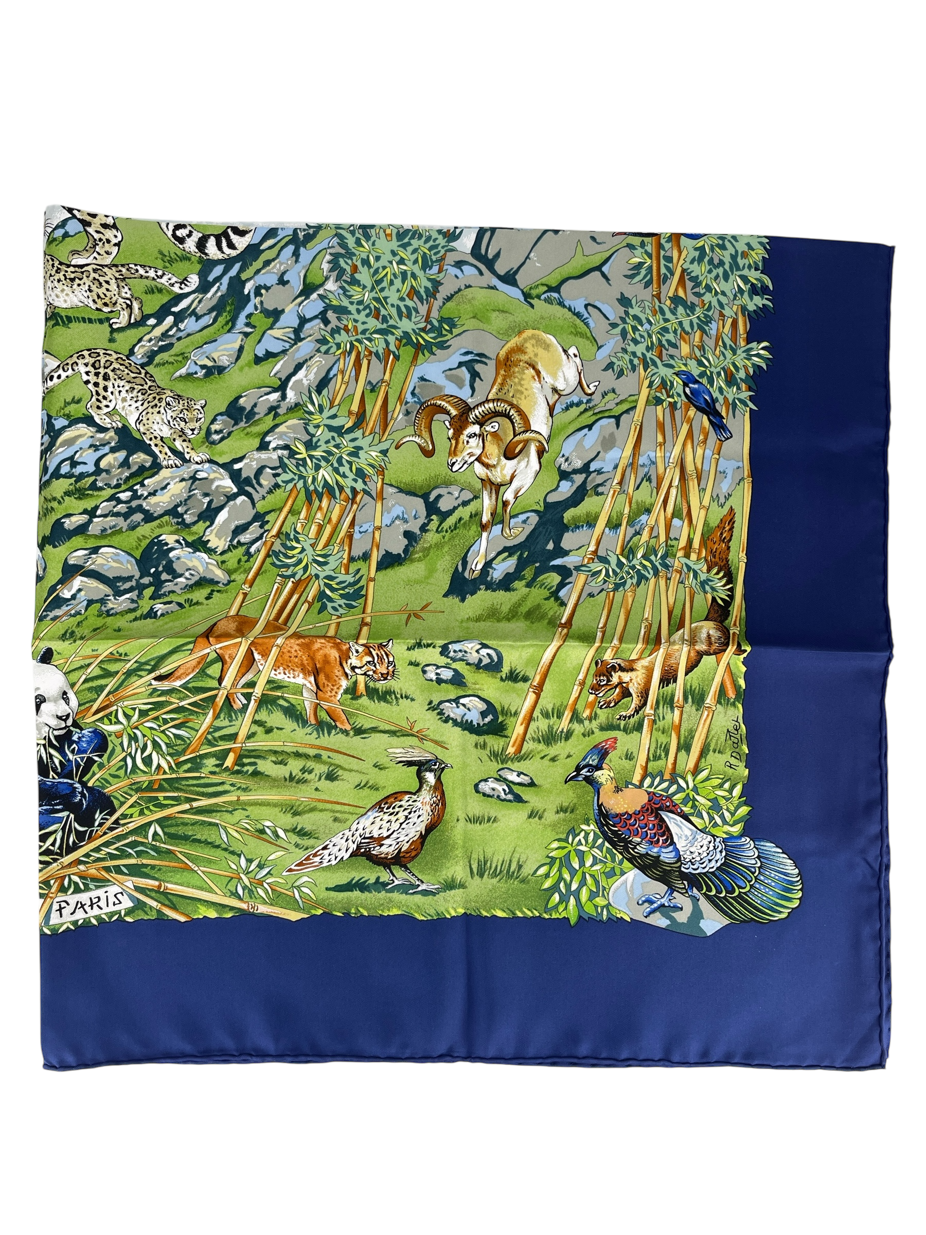 HERMES - Carre 90 SICHUAN Silk Blue Scarf 90