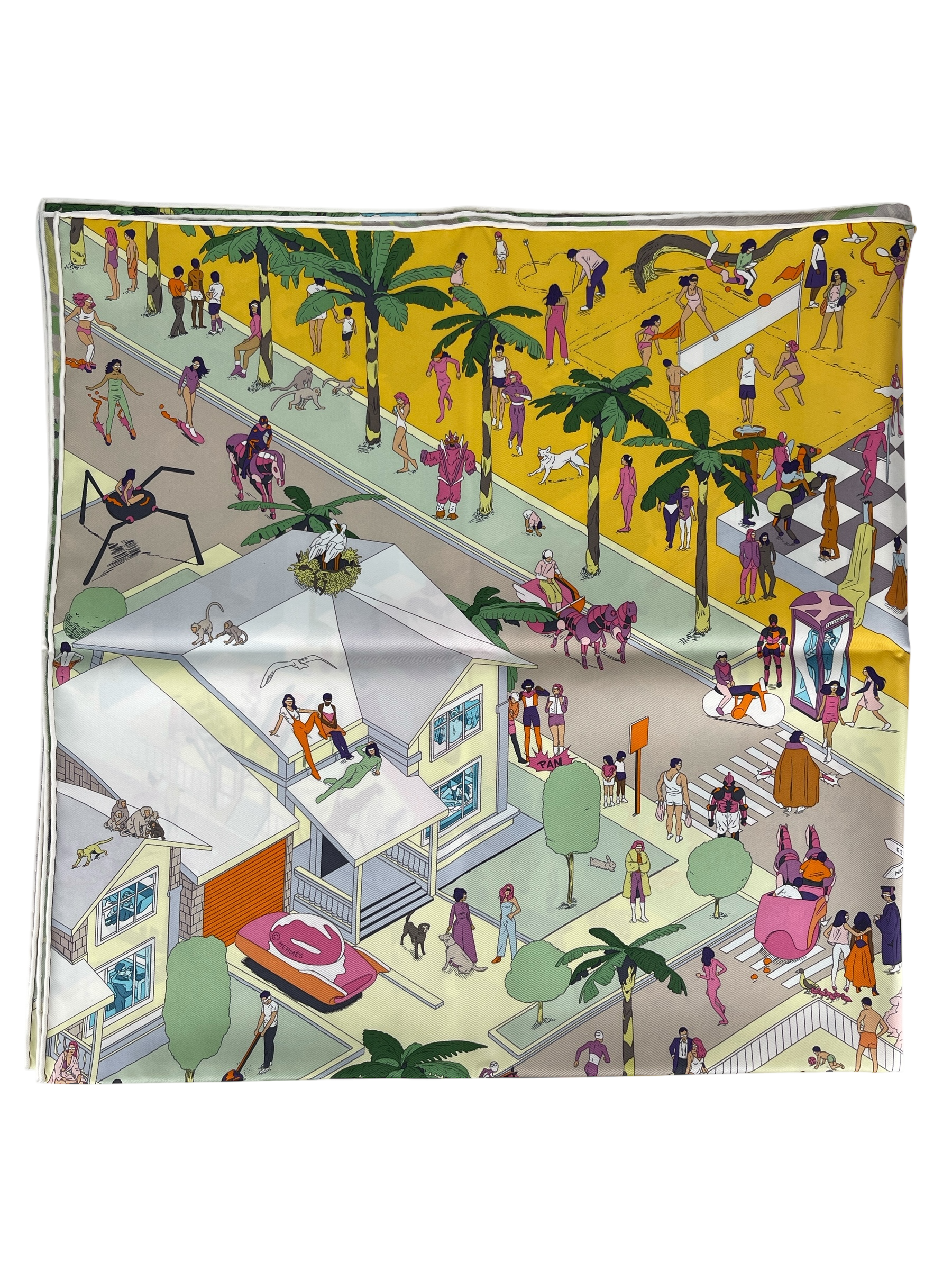 HERMES - Multicolor Silk Carré on the Beach Scarf 90