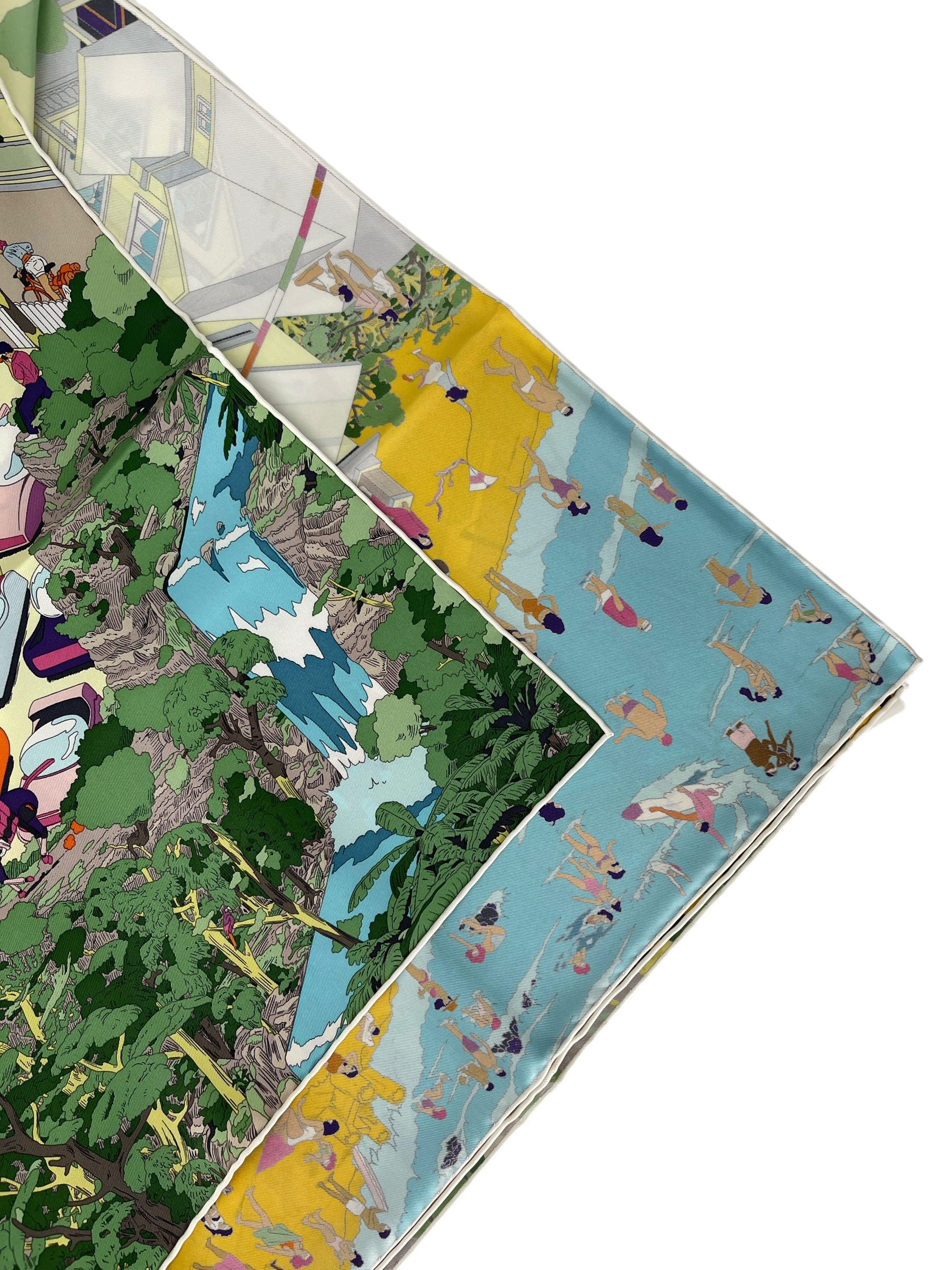 HERMES - Multicolor Silk Carré on the Beach Scarf 90