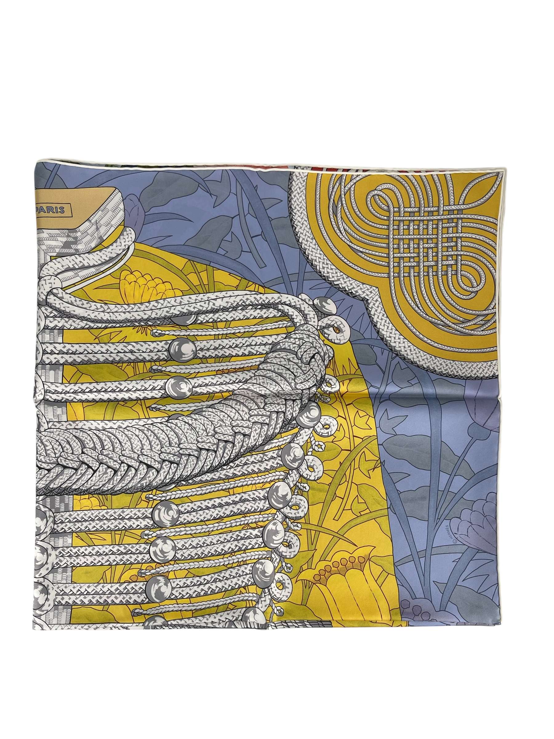 HERMES - Brandebourgs Fleuris double face scarf 90