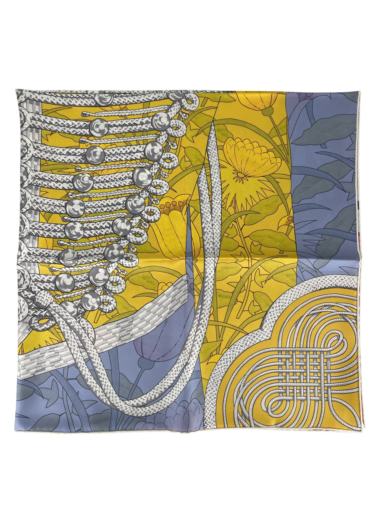 HERMES - Brandebourgs Fleuris double face scarf 90