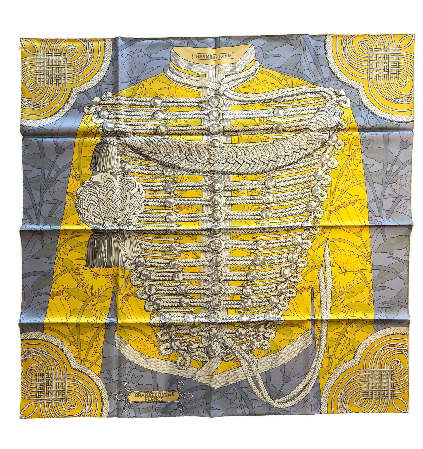HERMES - Brandebourgs Fleuris double face scarf 90