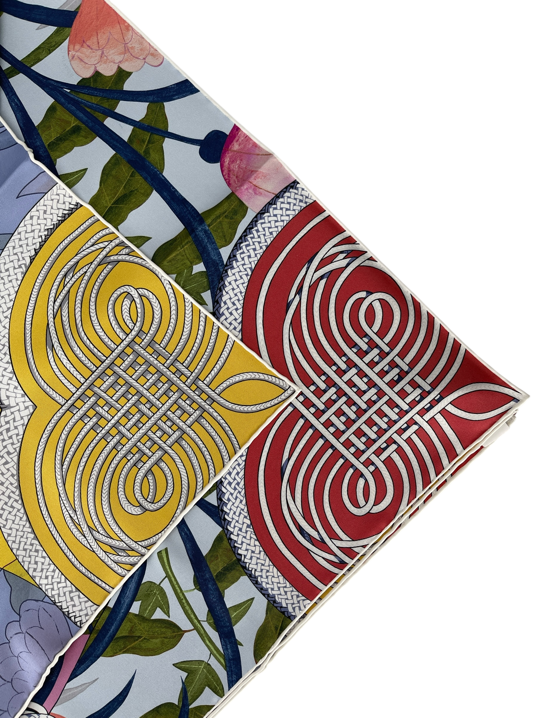 HERMES - Brandebourgs Fleuris double face scarf 90