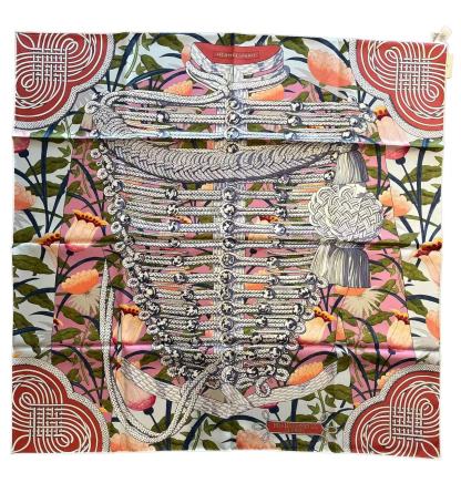 HERMES - Brandebourgs Fleuris double face scarf 90