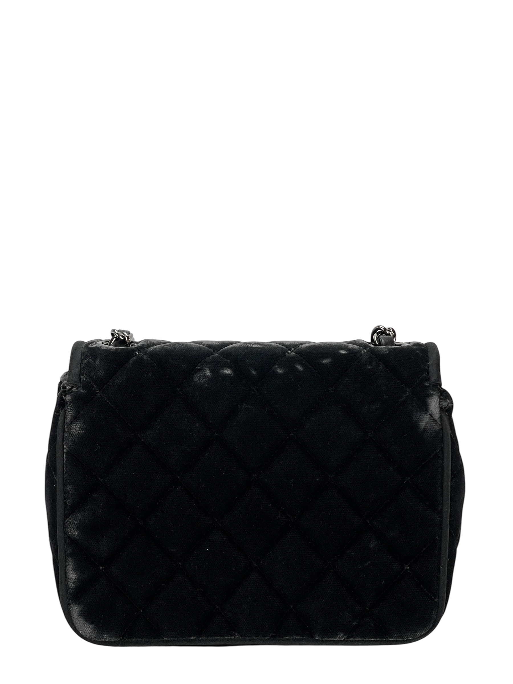 CHANEL - Dark Grey Mini Matlasse 17 Velvet Single Flap Chain Bag Sliver Hardware