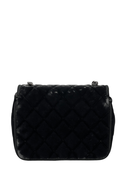 CHANEL - Dark Grey Mini Matlasse 17 Velvet Single Flap Chain Bag Sliver Hardware